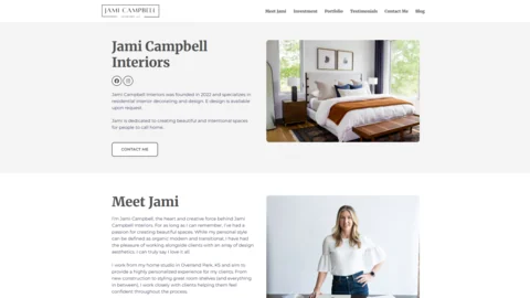 Actual Jami Campbell Interiors website preview
